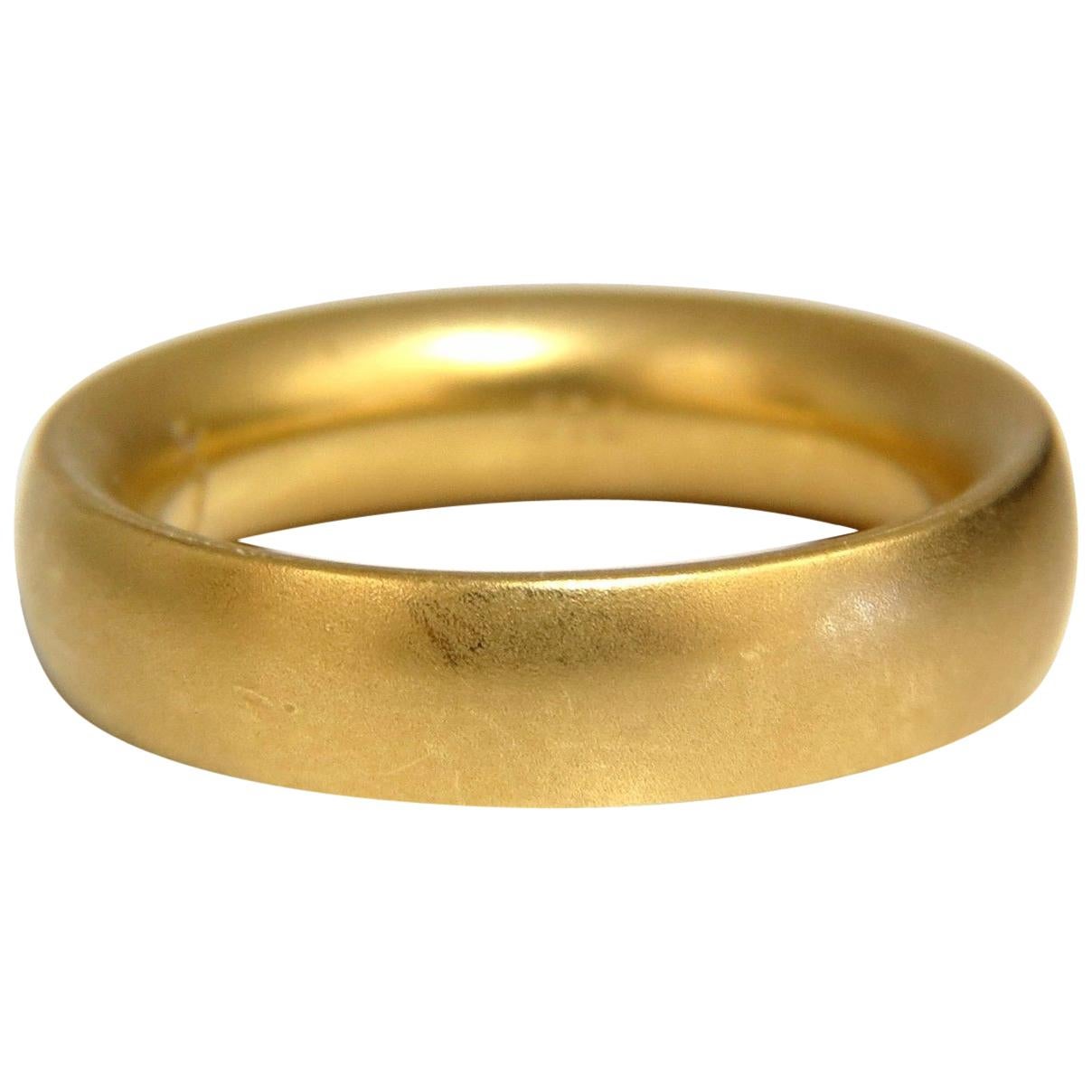 18 Karat Matte Gold Band Satin Sand Blast Comfort Fit