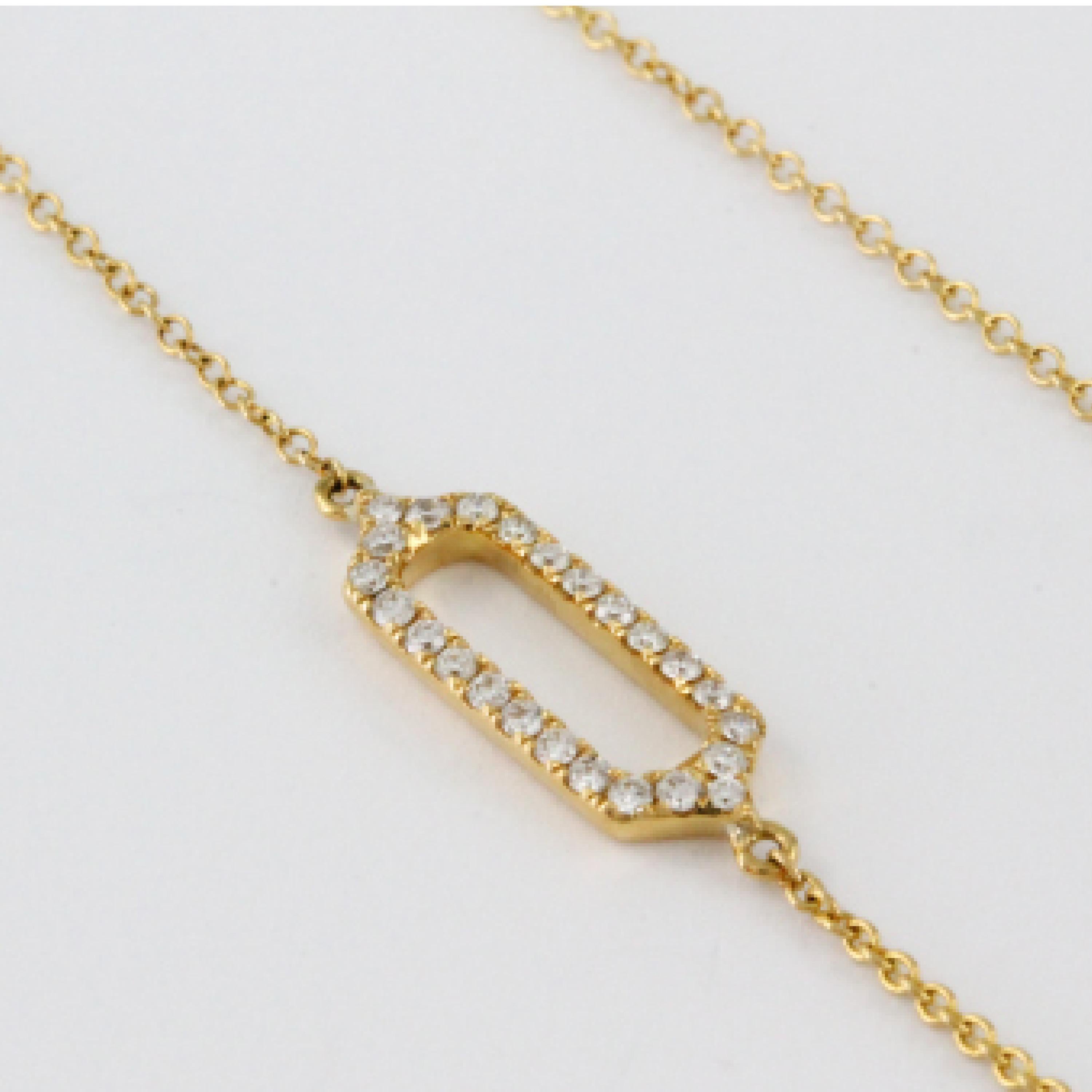 18 Karat Matte Yellow Gold Art Deco Style Hexagon Necklace Malachite Diamonds For Sale 4