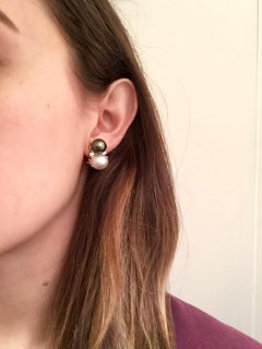 18 Karat Medium Gum Drop Earrings with Pearls and Diamonds