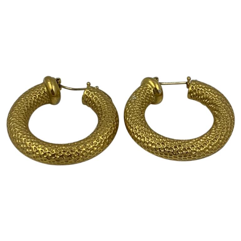 18 Karat Mesh Gold Hoop Earrings 10.1 Grams For Sale
