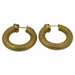 18 Karat Mesh Gold Hoop Earrings 10.1 Grams