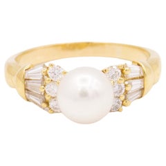 18 Karat Mikimoto Pearl & Diamond Ring