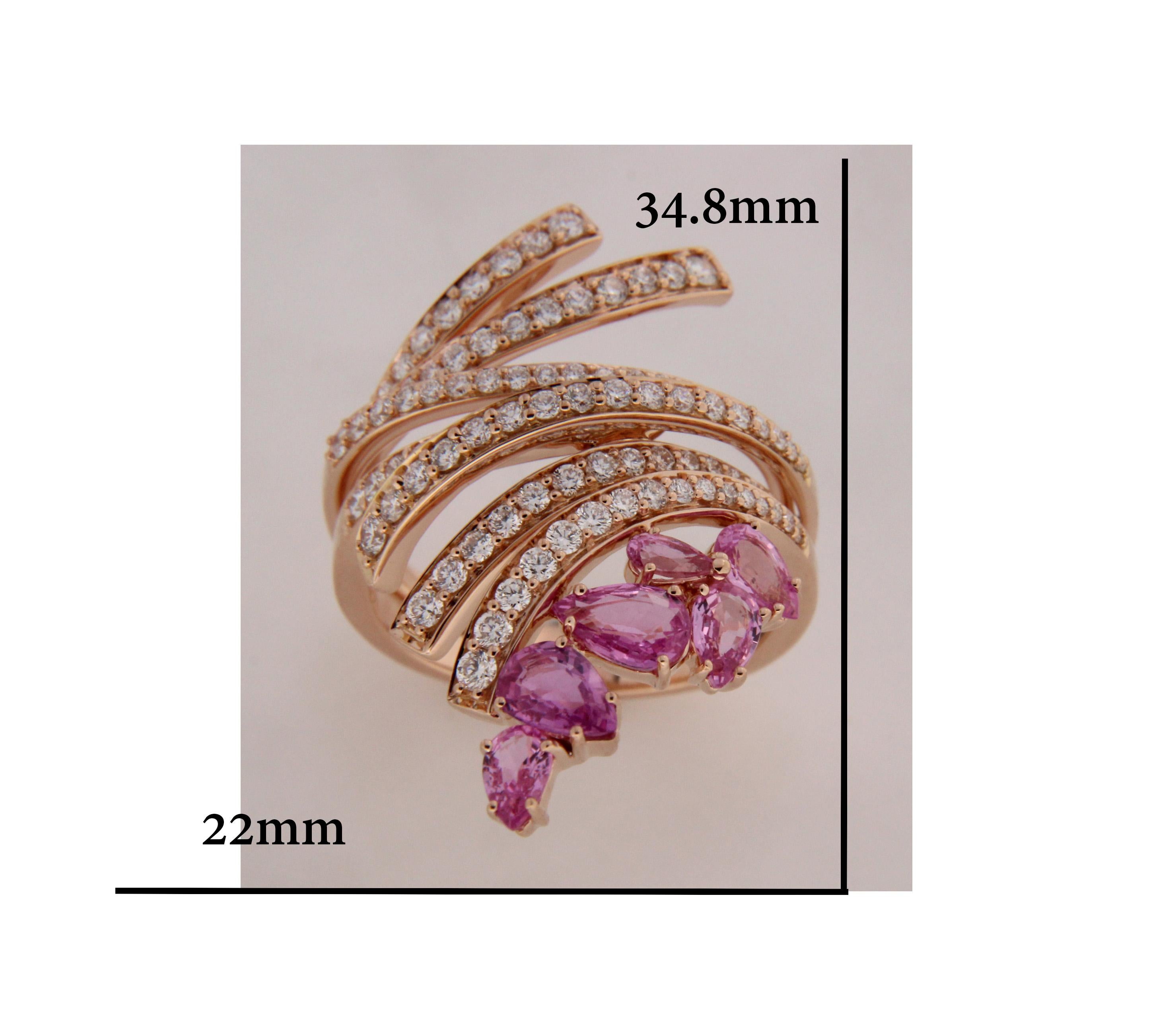 18 Karat Mirage Yellow Gold Ring with Diamonds and Ruby For Sale 3