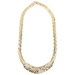 18 Karat Modern Fancy Link Diamond Bar Necklace 7.55 Carat Total Weight