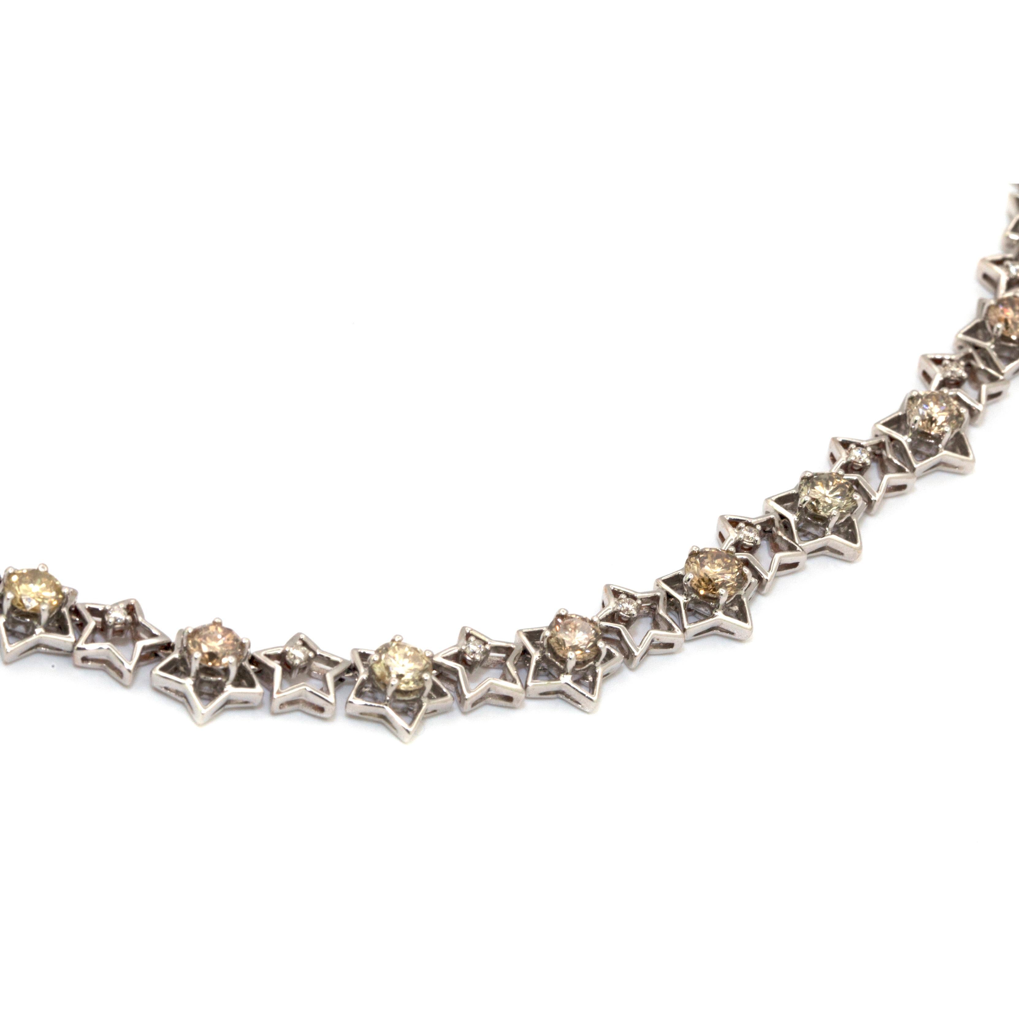 Modern 18 Karat Multi-Color Diamond Necklace For Sale