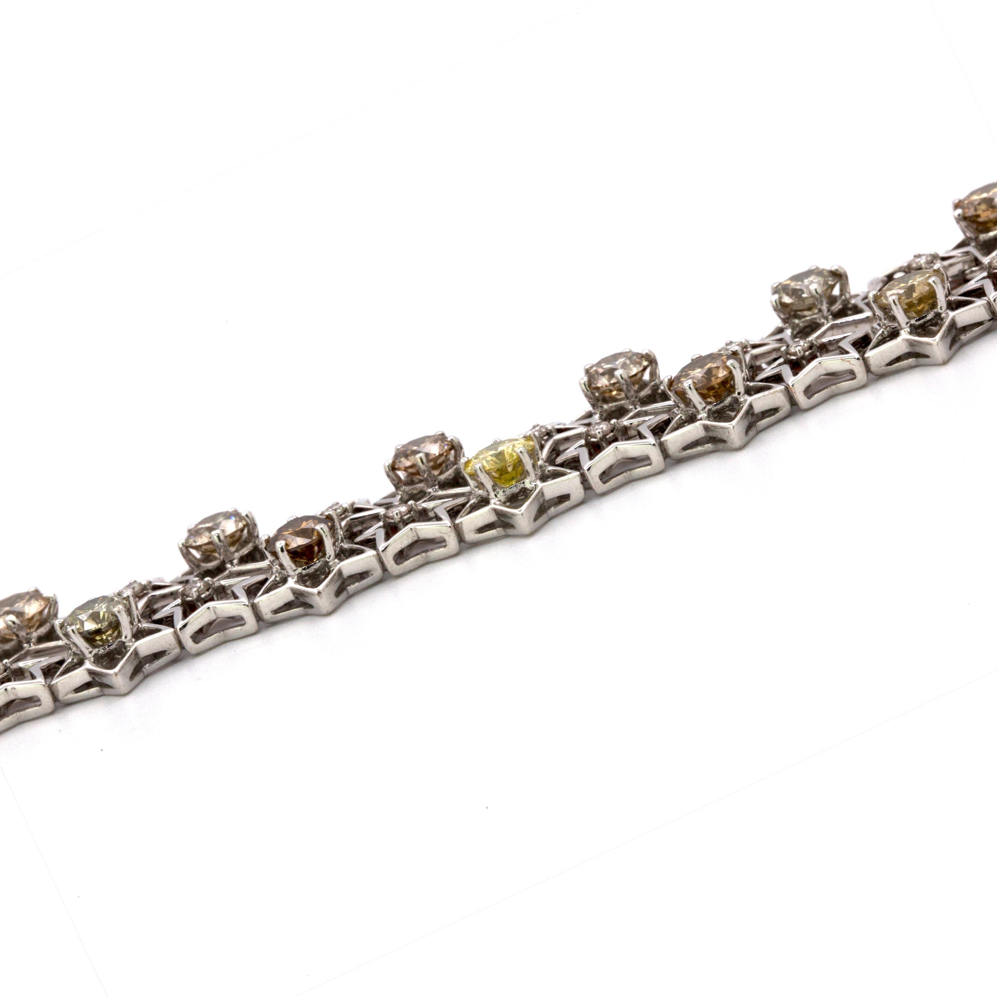 Women's or Men's 18 Karat Multi-Color Diamond Necklace For Sale