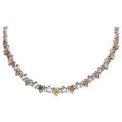 multi color diamond necklace 18 Karat Multi-Color Diamond Necklace