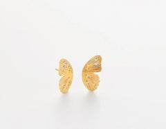 18 Karat Multi Inlay Diamond Pave Watercolor Buckeye Butterfly Earrings