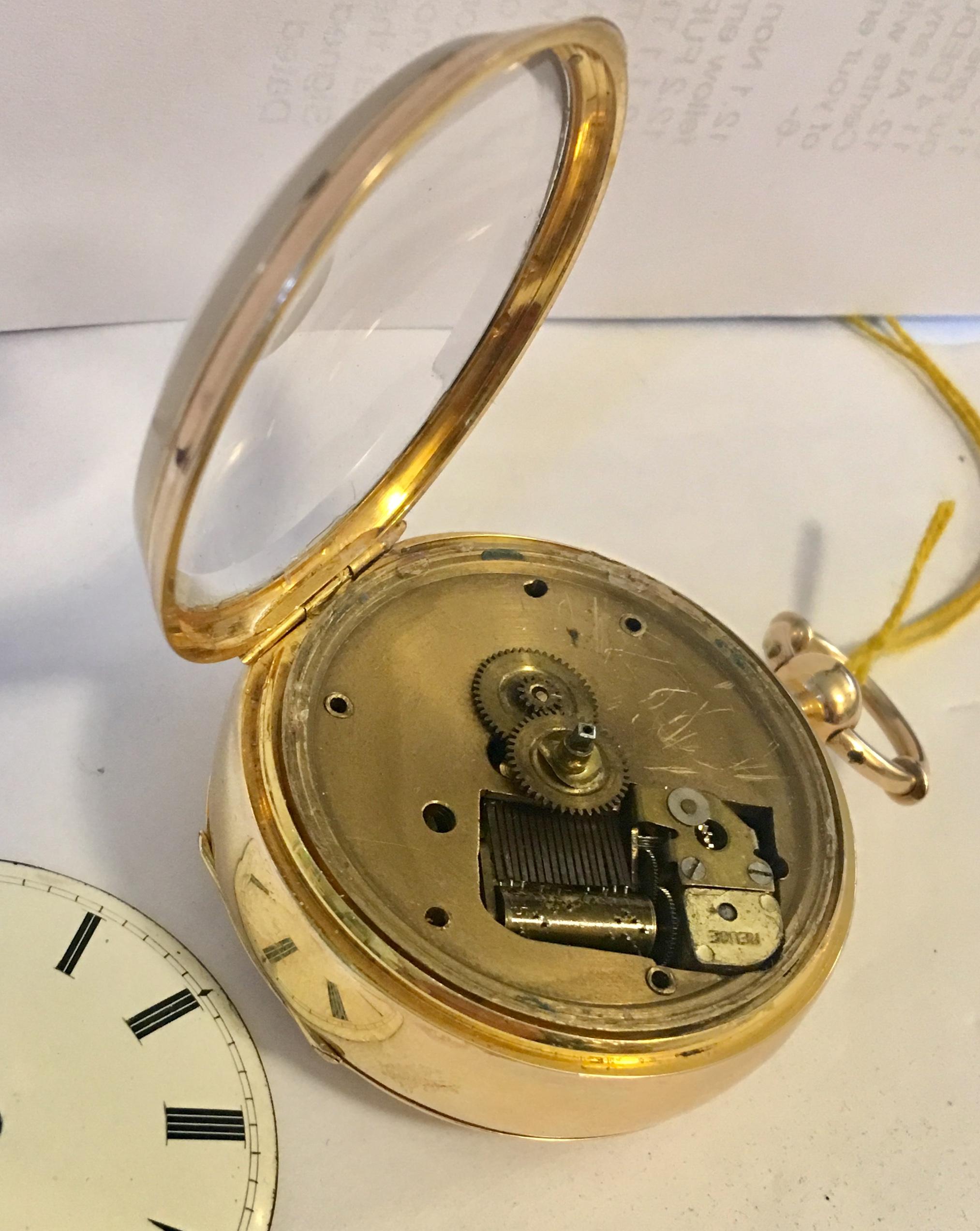 Late 19th Century 19th Century 18-Karat Gold Musical Swiss Pocket Watch