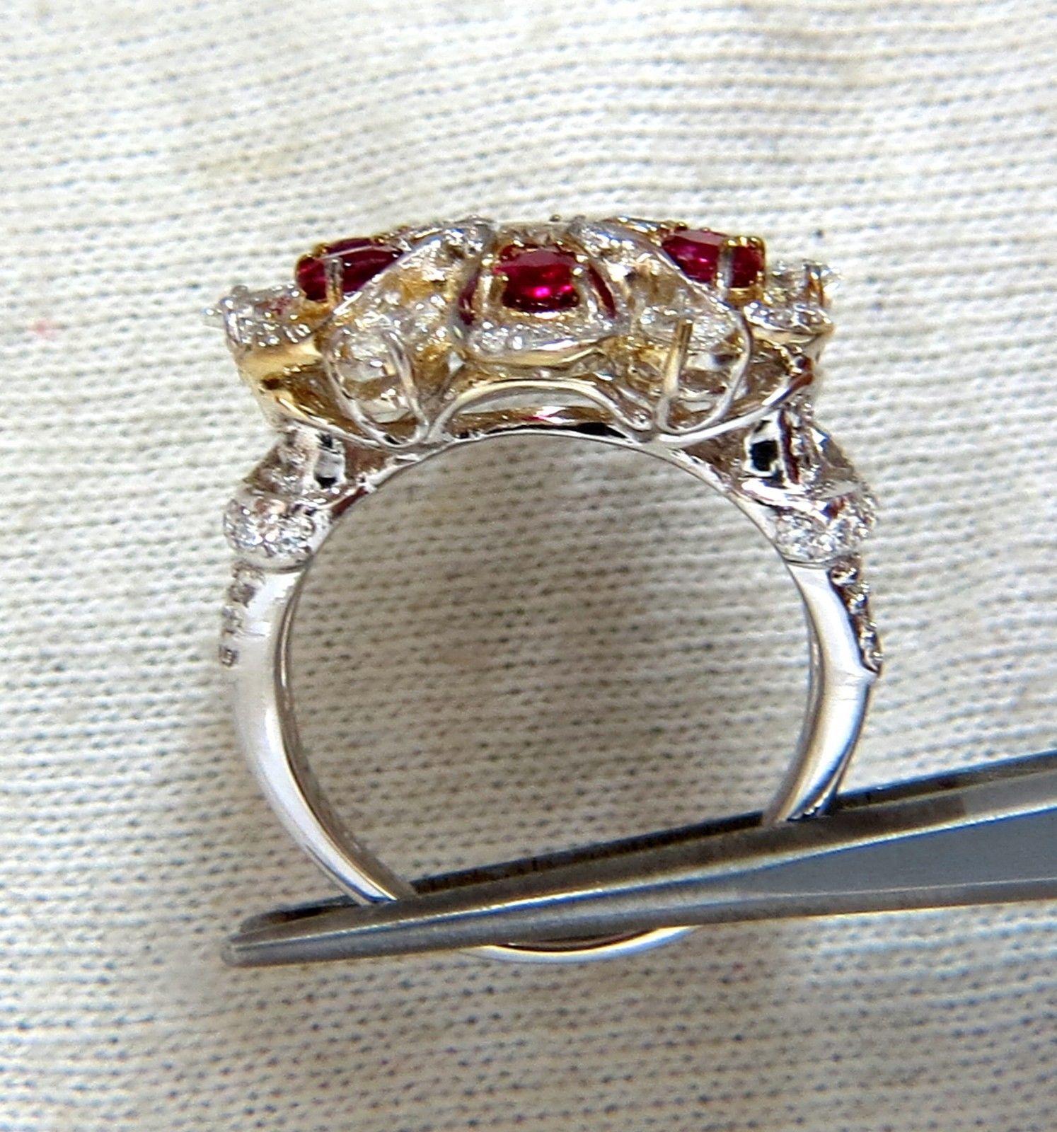 Oval Cut 18 Karat Natural Fancy Color Diamond Ruby Cocktail Cluster Ring For Sale