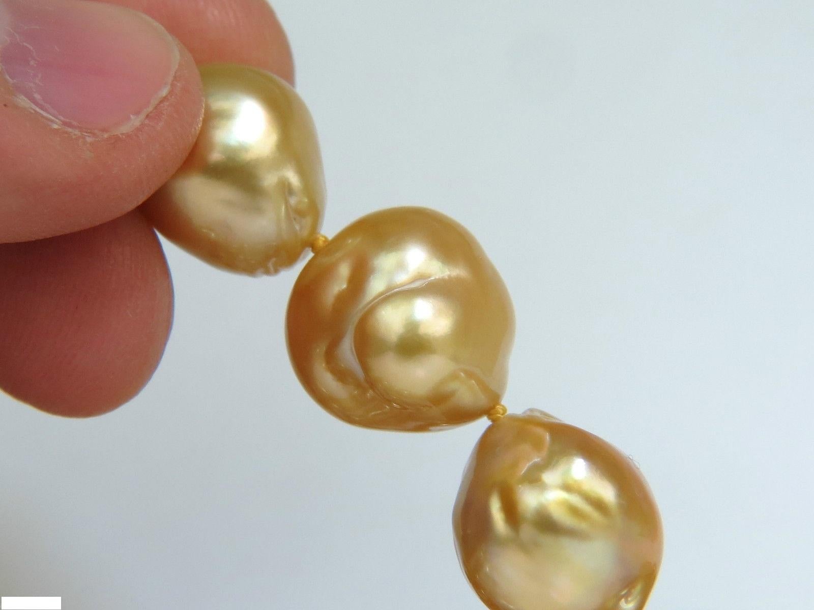 thumbnail image 2 of 18" AAA 12mm Natural South Sea Golden Pearl Necklace – 14k Yellow Gold Clasp 2 of 3