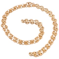 18 Karat Nautical Link Gucci style Necklace with Anchor Chain, circa 1900, 18.5"