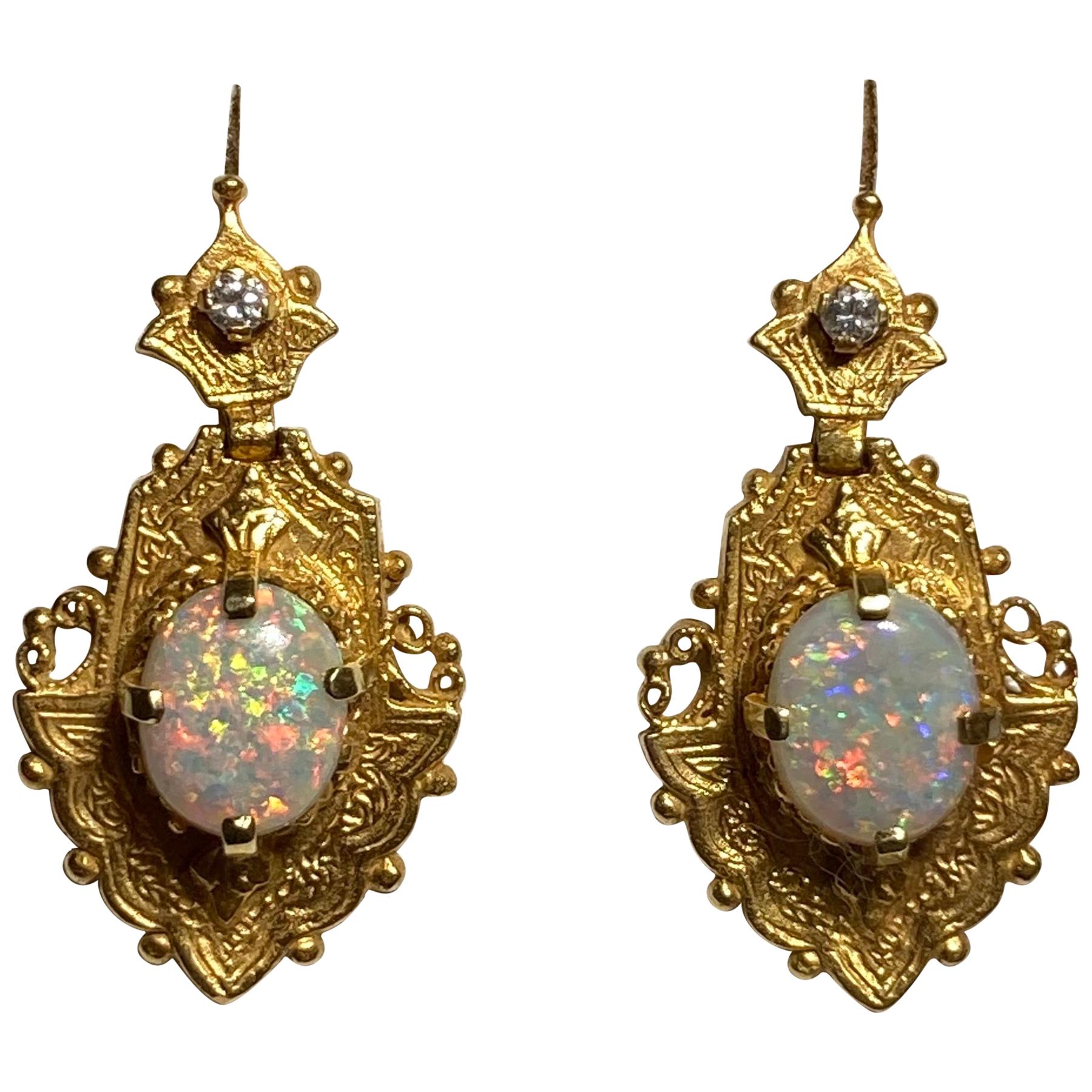 18 Karat Opal Earrings For Sale