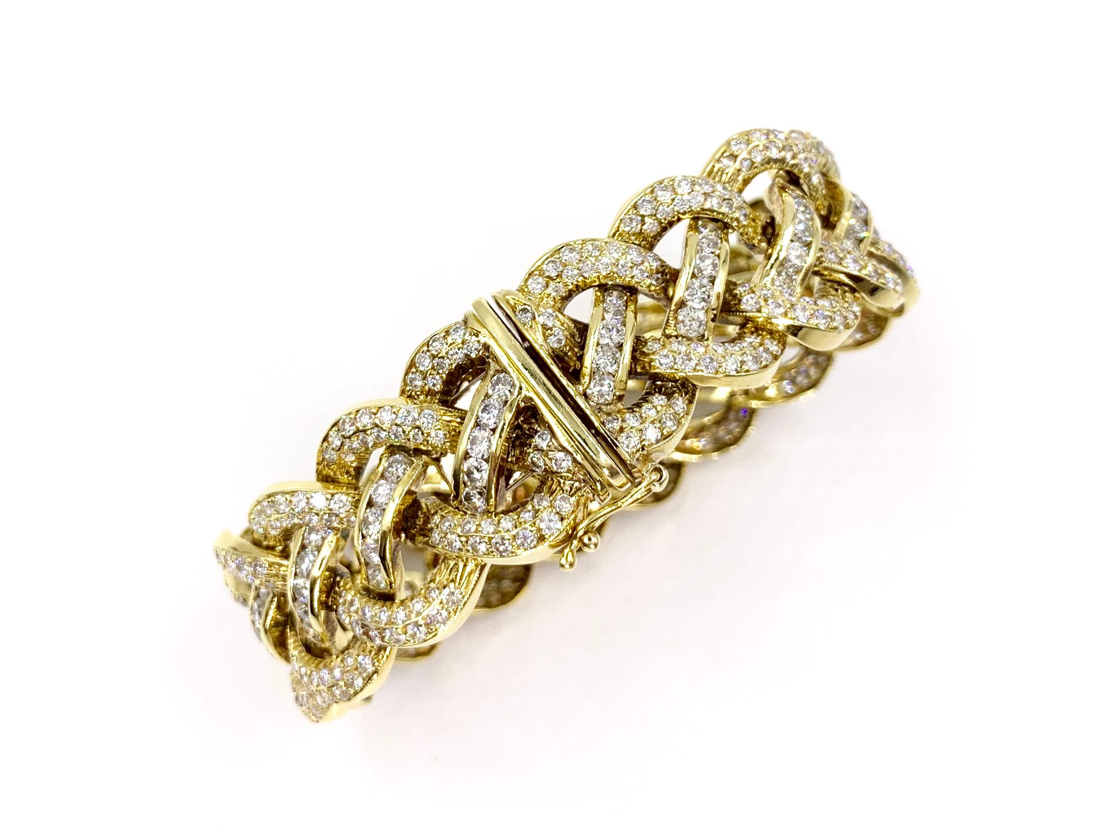 18 Karat Open Braided Diamond Bracelet 12.60 Carat Total Weight For Sale 2