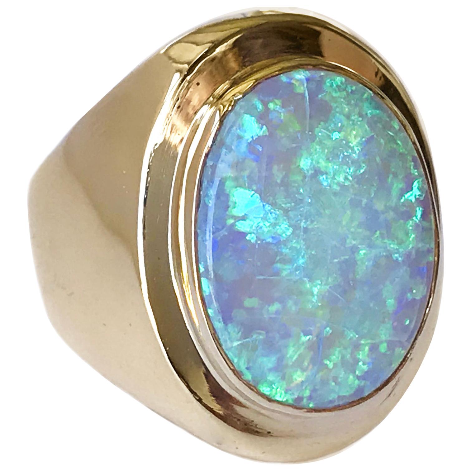 18 Karat Oval Opal Ring