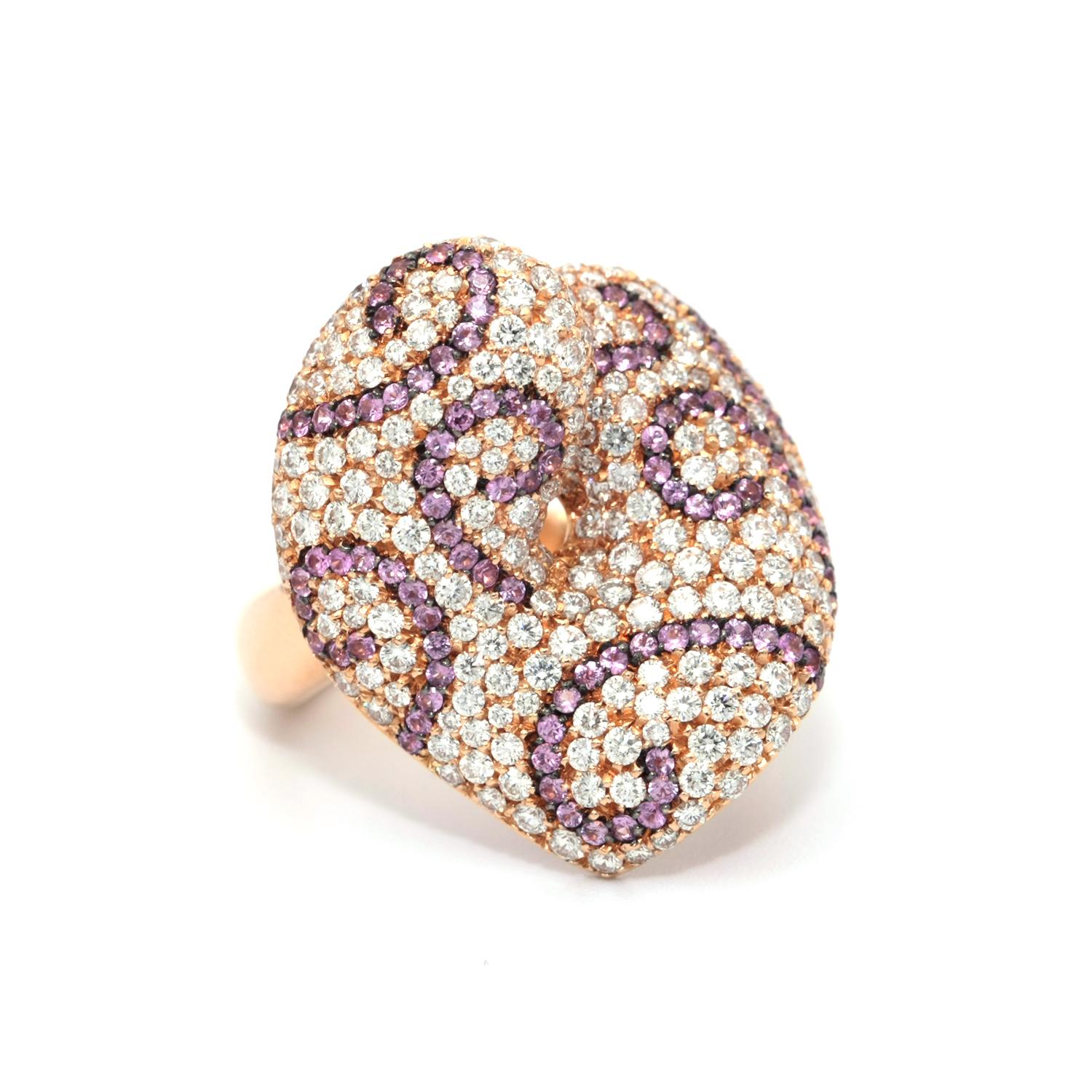 Women's or Men's 18 Karat Palmiero Diamond and Sapphire Ring For Sale