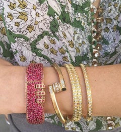 18 Karat Pave Ruby Custom Code Bracelet