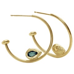 18 Karat Pear Sapphire Hoop
