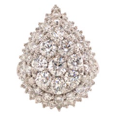 18 Karat Pear Shape Diamond Cluster Ring White Gold