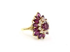 18 Karat Pear Shape Ruby and Diamond Vintage Cocktail Ring