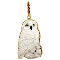 18 Karat Petrified Palm Snowy Own Pendant