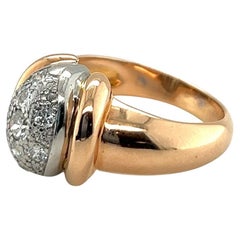 18 Karat Pink and White Gold Diamond Retro Cocktail Ring circa 1940s