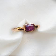 18 Karat Pink Cushion Cut Sri Lankan Sapphire Rose Gold Ring