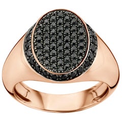 18 Karat Pink Gold and Black Diamond Signet Ring