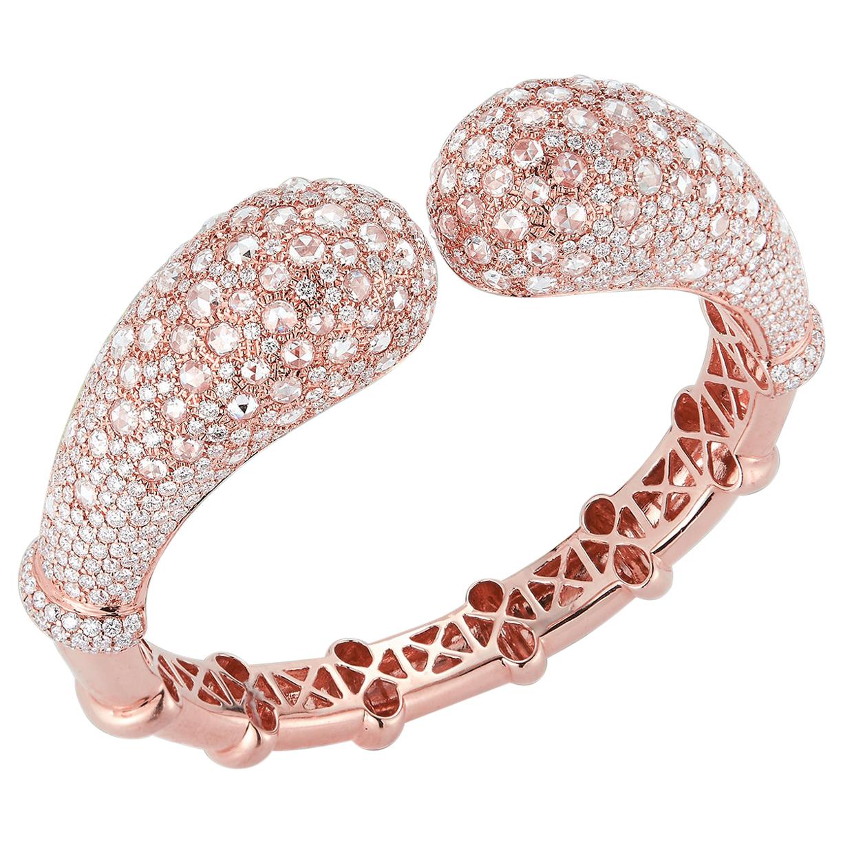 18 Karat Pink Gold and Diamond Bangle Bracelet