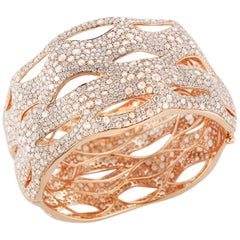 18 Karat Pink Gold and Diamond Bangle-Cuff Bracelet