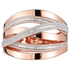 18 Karat Pink Gold and Diamond Bangle-Cuff Bracelet