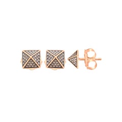 18 Karat Pink Gold and Diamond on Black Plated Earrings