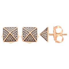 18 Karat Pink Gold and Diamond on Black Plated Earrings
