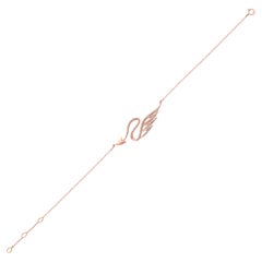 18 Karat Pink Gold and Diamond Swan Bracelet