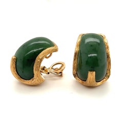 Créoles en or rose 18 carats et grenats verts de Paul Binder, années 1970