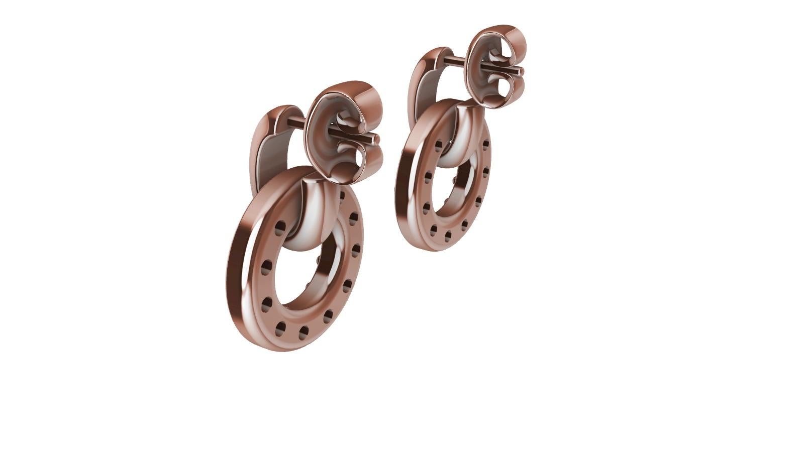 18 Karat Pink Gold and Natural Yellow Diamonds Petite Dangle Earrings In New Condition For Sale In New York, NY