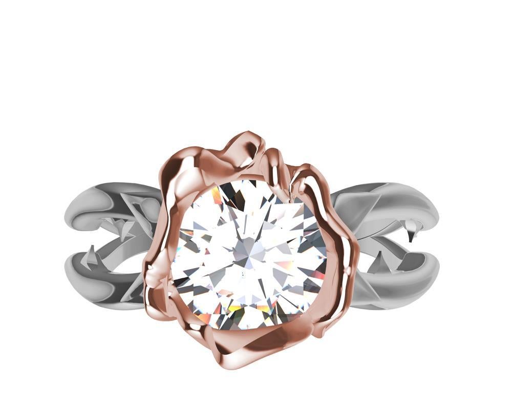 For Sale:  18 Karat Pink Gold and Platinum GIA Diamond Rose Engagement Ring 3