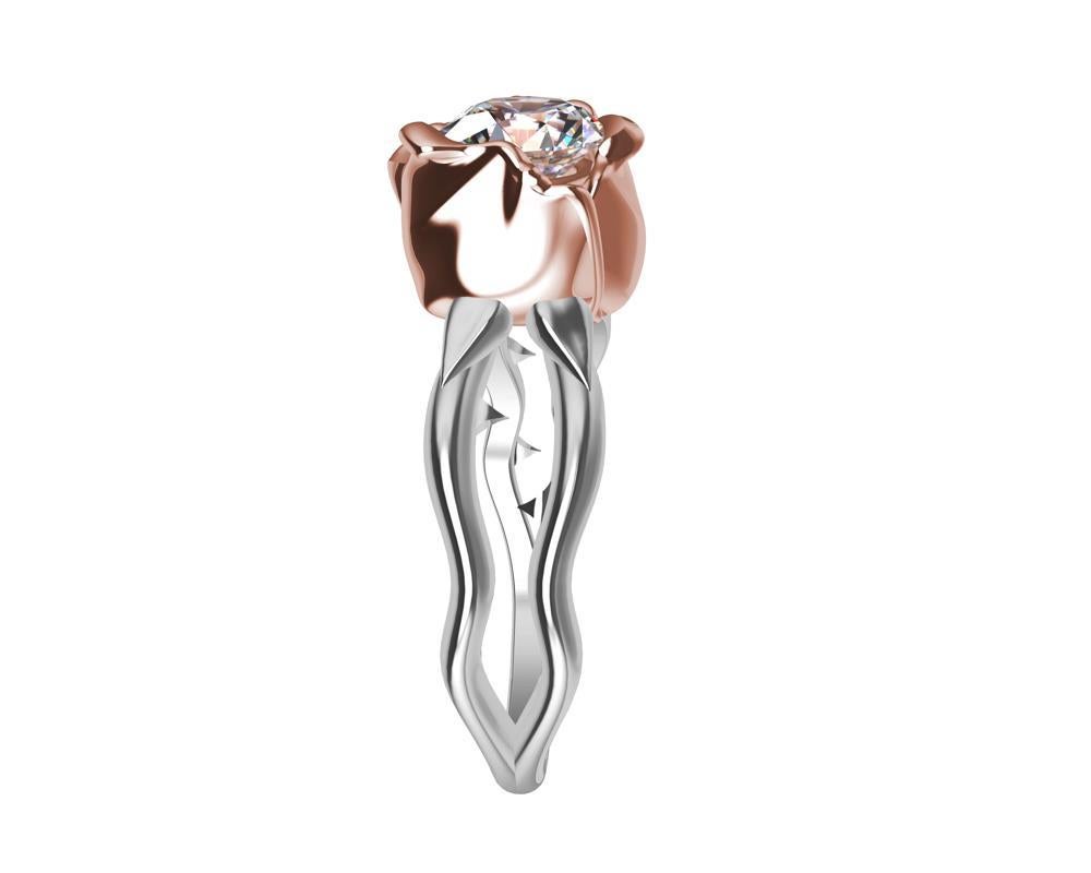For Sale:  18 Karat Pink Gold and Platinum GIA Diamond Rose Engagement Ring 4