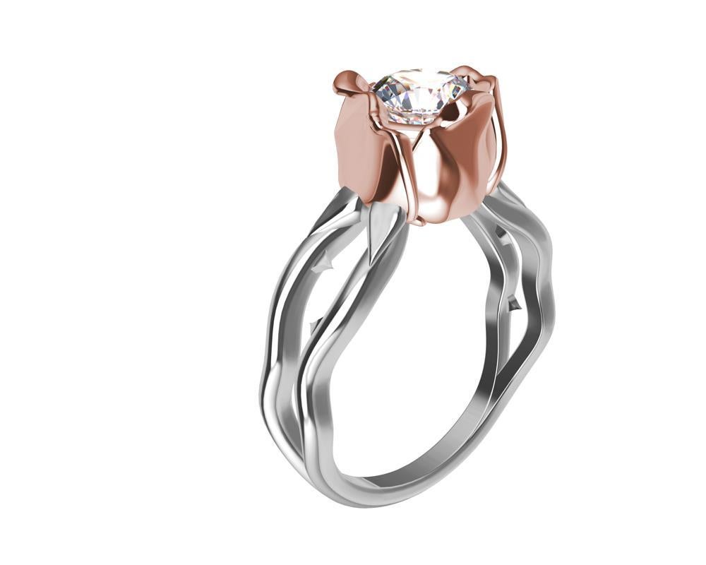 For Sale:  18 Karat Pink Gold and Platinum GIA Diamond Rose Engagement Ring 5