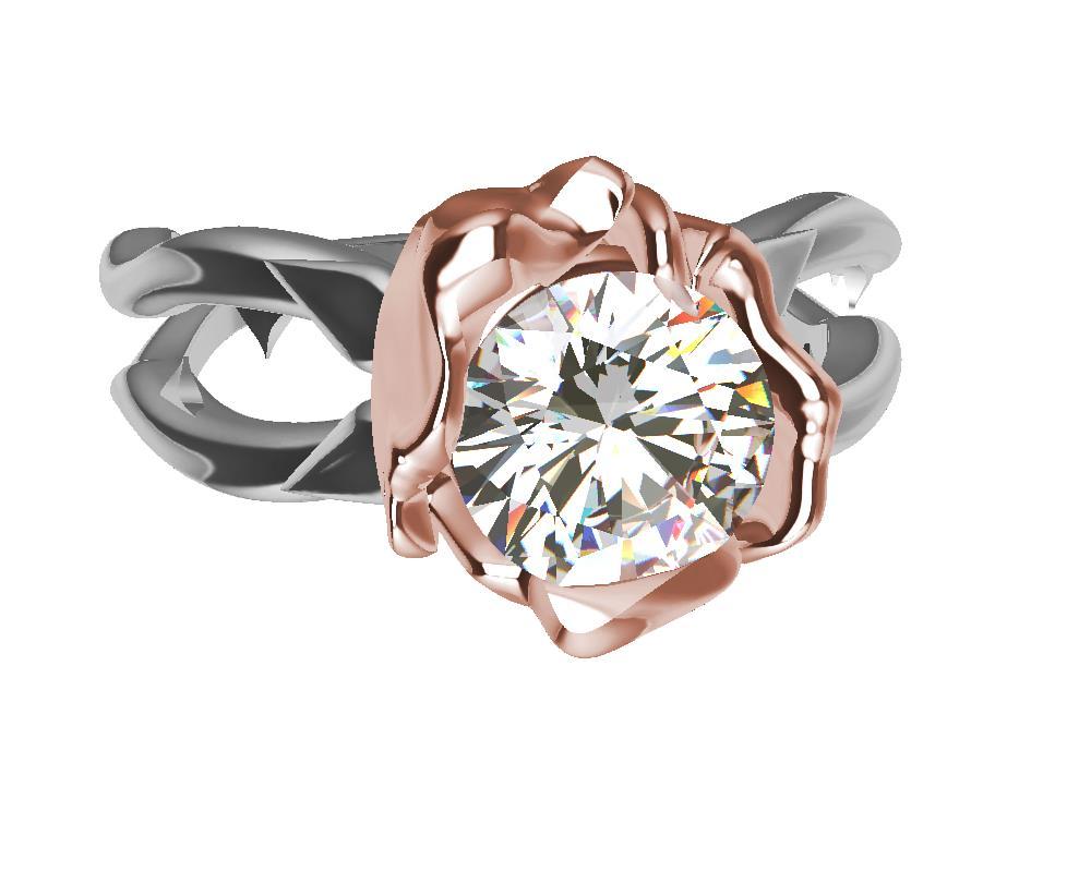For Sale:  18 Karat Pink Gold and Platinum GIA Diamond Rose Engagement Ring 6