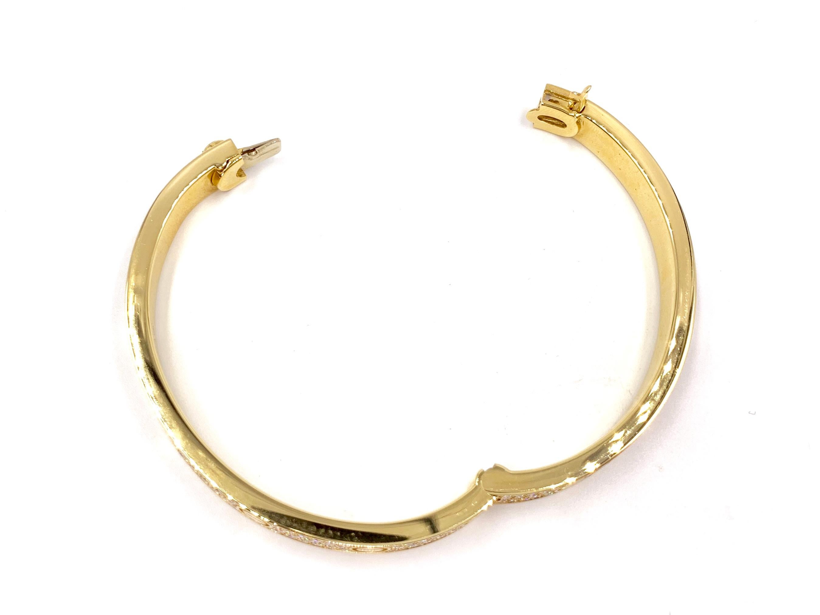 Round Cut 18 Karat Yellow Gold Cartier Love Bracelet with Pave Diamonds