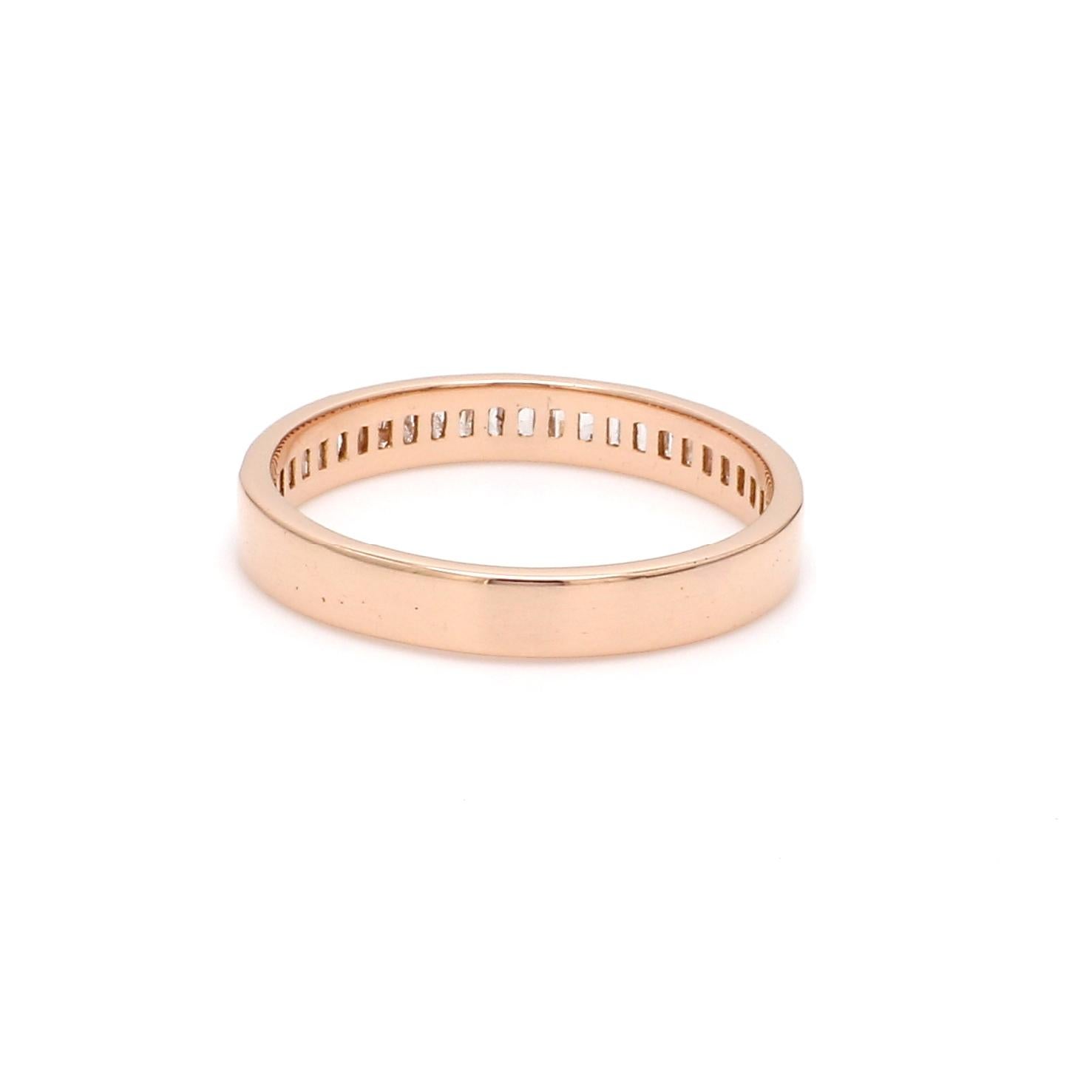 Contemporary 18 Karat Pink Gold Channel Set Baguette Cut Diamond Wedding Ring