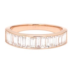 18 Karat Pink Gold Channel Set Baguette Cut Diamond Wedding Ring