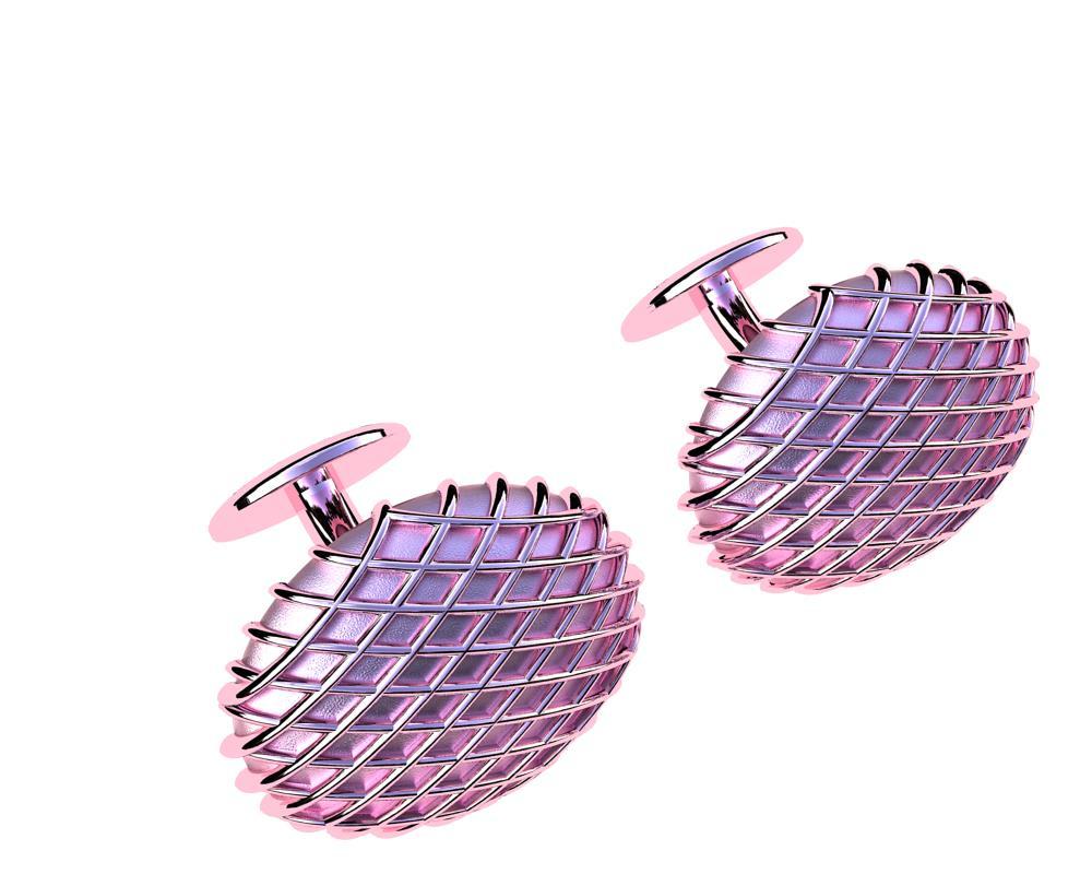 18 Karat Pink Gold Cufflinks In New Condition For Sale In New York, NY