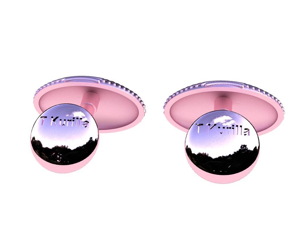 Women's or Men's 18 Karat Pink Gold Cufflinks For Sale