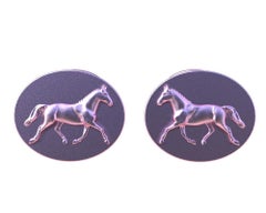 18 Karat Pink Gold Dressage Horse Cufflinks