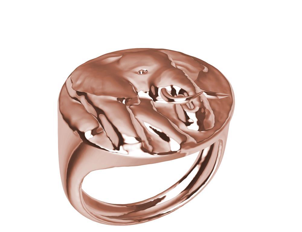 For Sale:  18 Karat Pink Gold Elephant with Tusks Signet Ring 2
