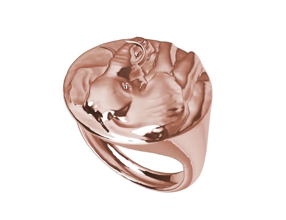 For Sale:  18 Karat Pink Gold Elephant with Tusks Signet Ring 3