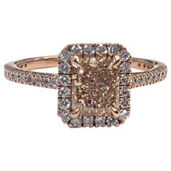 18 Karat Pink Gold Fancy Colored Diamond Halo Ring
