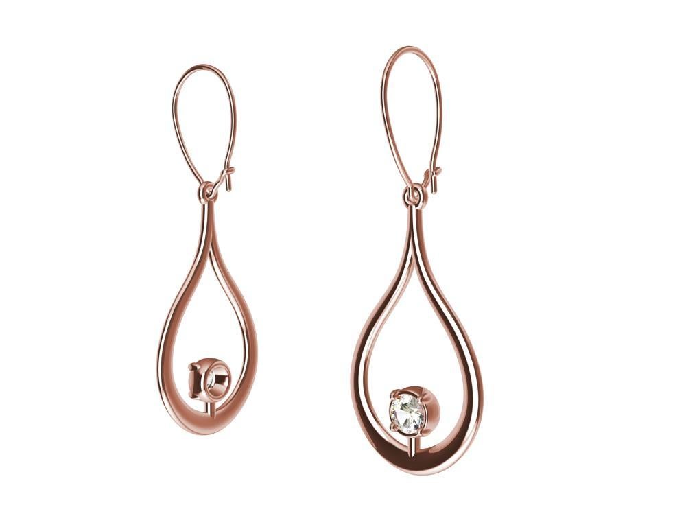 18 Karat Pink Gold GIA Diamond Teardrop Earrings, This is the latest  from the Teardrop Series.  Teardrops for inspiration? Yes water is one of the elements that I use for design. The shape of tears is rather elegant add a diamond or two and there